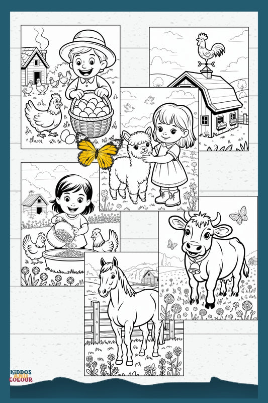 80 Farm Animals Colouring Pages for Kids 4 -12 – Printable Sheets Featuring Animals, Farm Life Scenes & Machinery | Instant Download