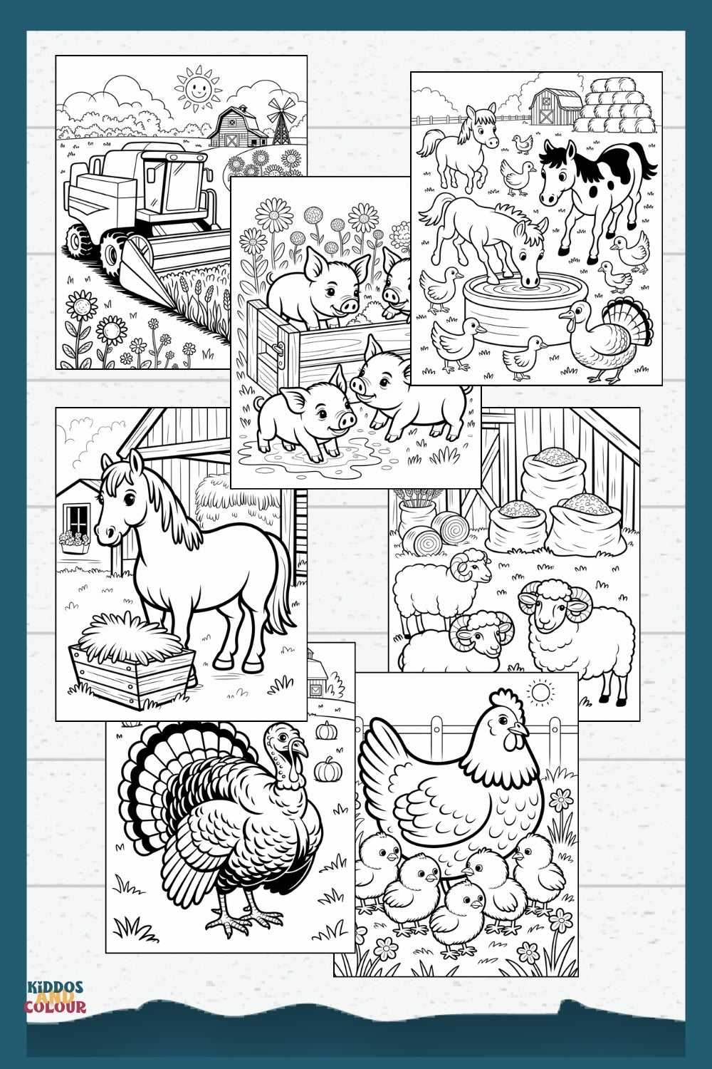80 Farm Animals Colouring Pages for Kids 4 -12 – Printable Sheets Featuring Animals, Farm Life Scenes & Machinery | Instant Download