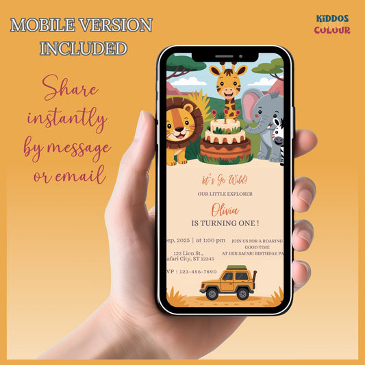 Safari Birthday Invitation | Printable Wild Animals Invite | Jungle Animals Party Invite | Editable Template