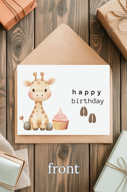 Printable Giraffe Birthday Card & Gift Tags | Instant Download