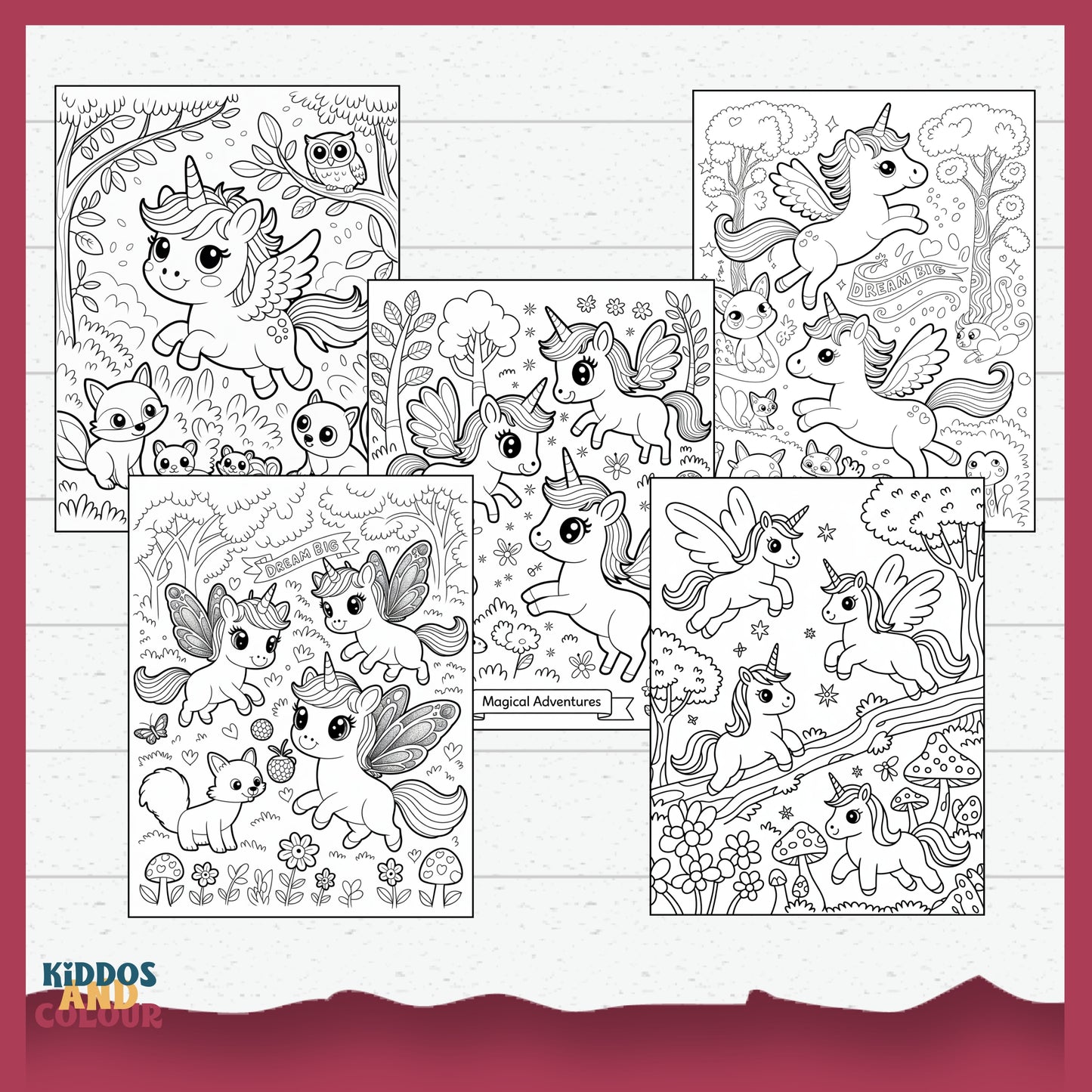 Magical Unicorn Adventure – 35 Unicorn Colouring Pages for Kids | Printable Fantasy Colouring Pages | Cute Unicorns, Creatures and Nature