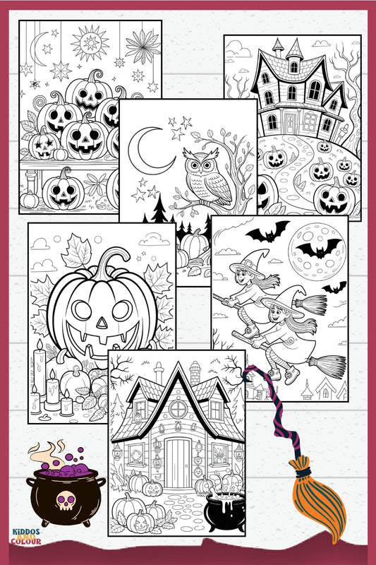 45 Halloween Colouring Pages for Kids: Printable Spooky Sheets (Instant Download)