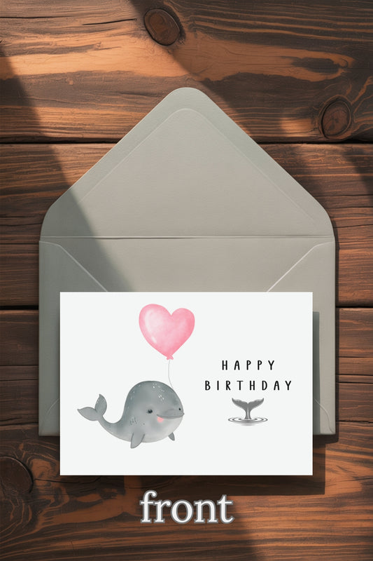 Printable Whale Birthday Card & Gift Tags | Instant Download
