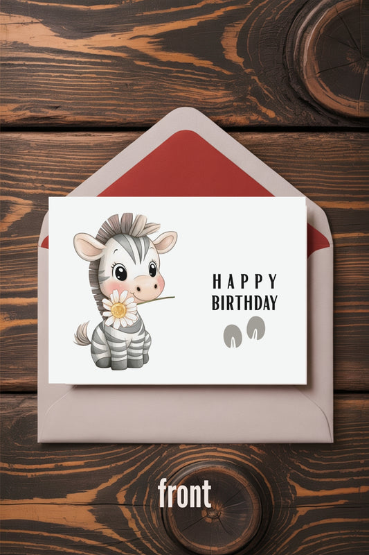 Printable Zebra Birthday Card & Gift Tags | Instant Download
