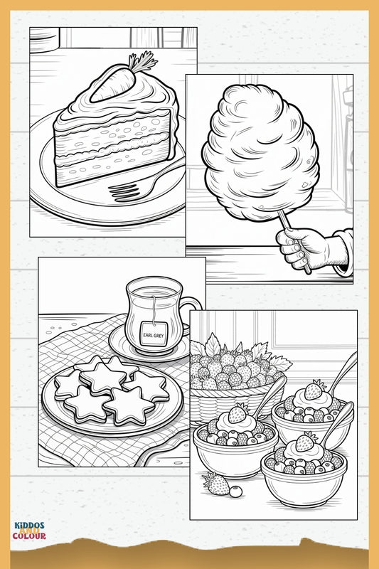 30+ Sweet Treats Colouring Pages: Dessert Colouring Book for Kids (Digital Download)