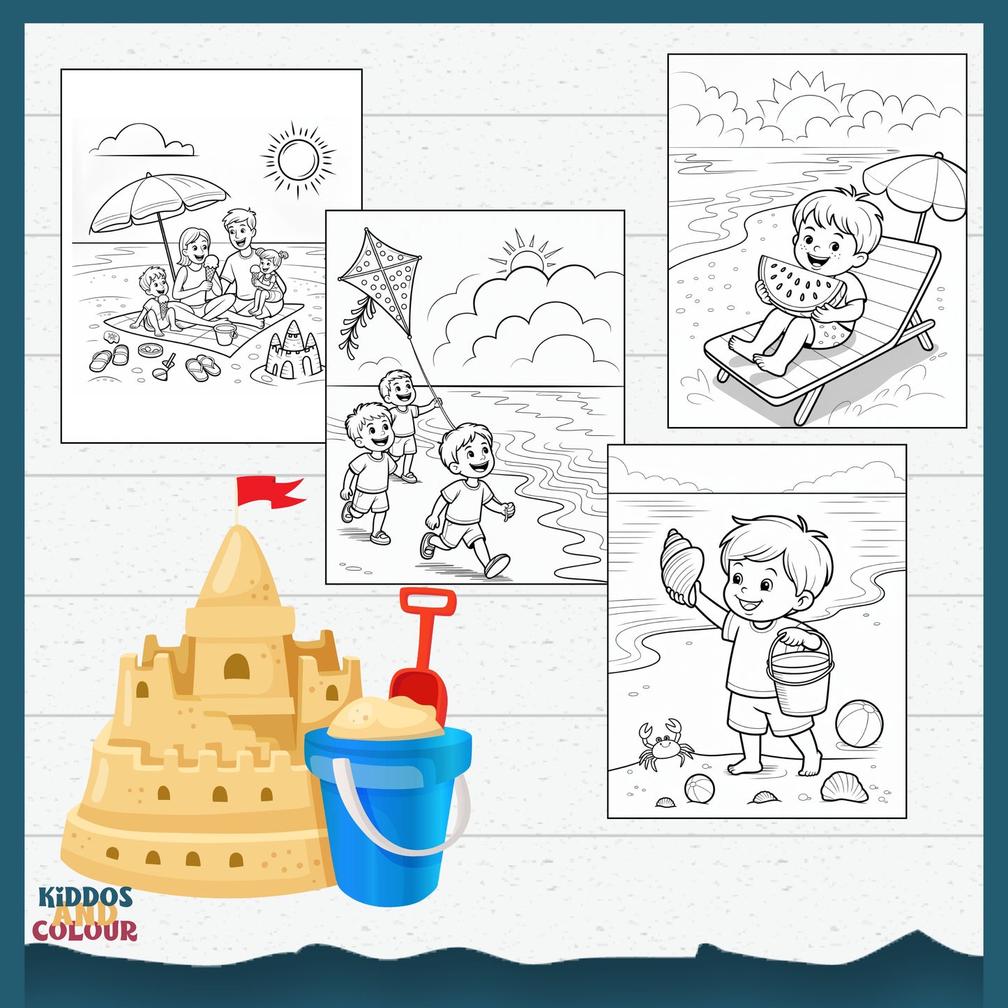 30 Summer Colouring Book for Kids | Beach, Water, Sand, Family Activities, Summer Holiday | Instant Download