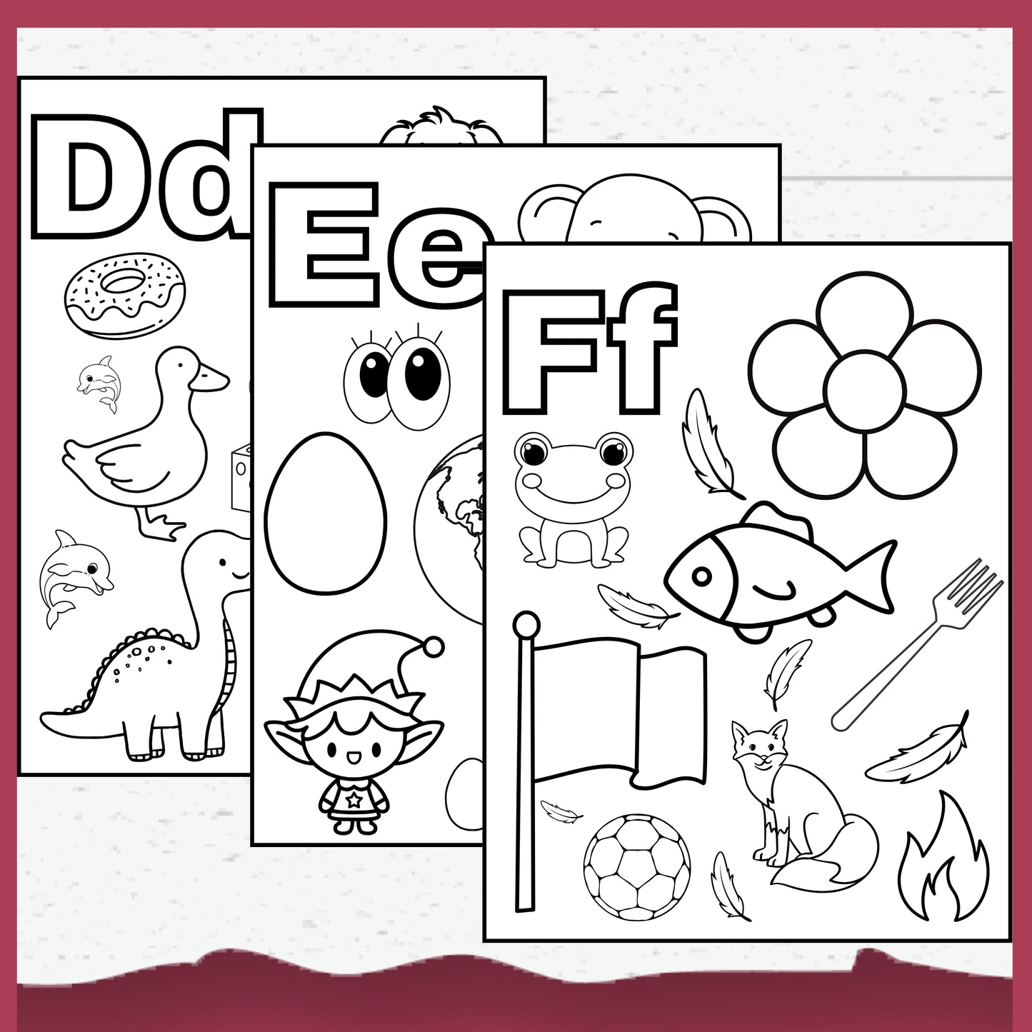 Alphabet Colouring Pages for Toddlers, Pre-schoolers Learning Activity Pages