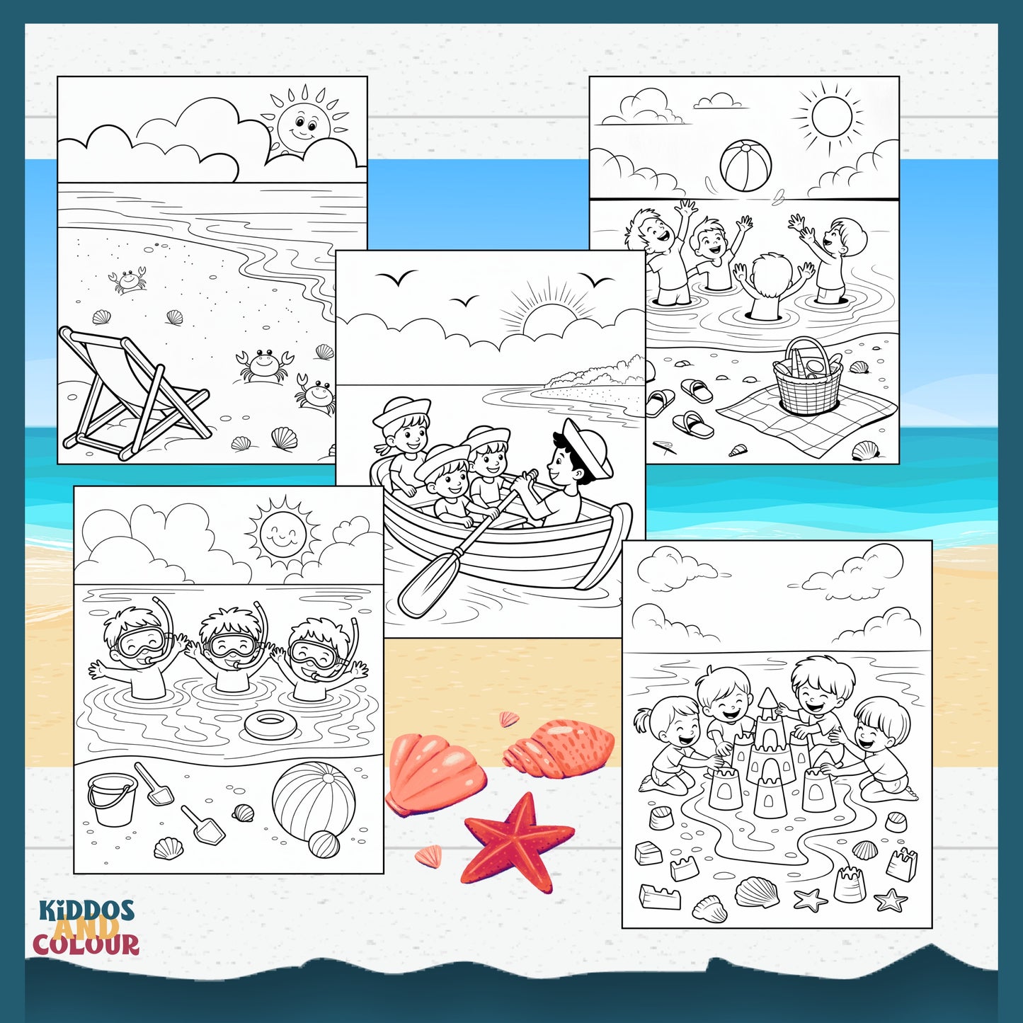 30 Summer Colouring Book for Kids | Beach, Water, Sand, Family Activities, Summer Holiday | Instant Download