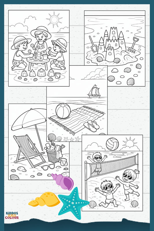 30 Summer Colouring Book for Kids | Beach, Water, Sand, Family Activities, Summer Holiday | Instant Download