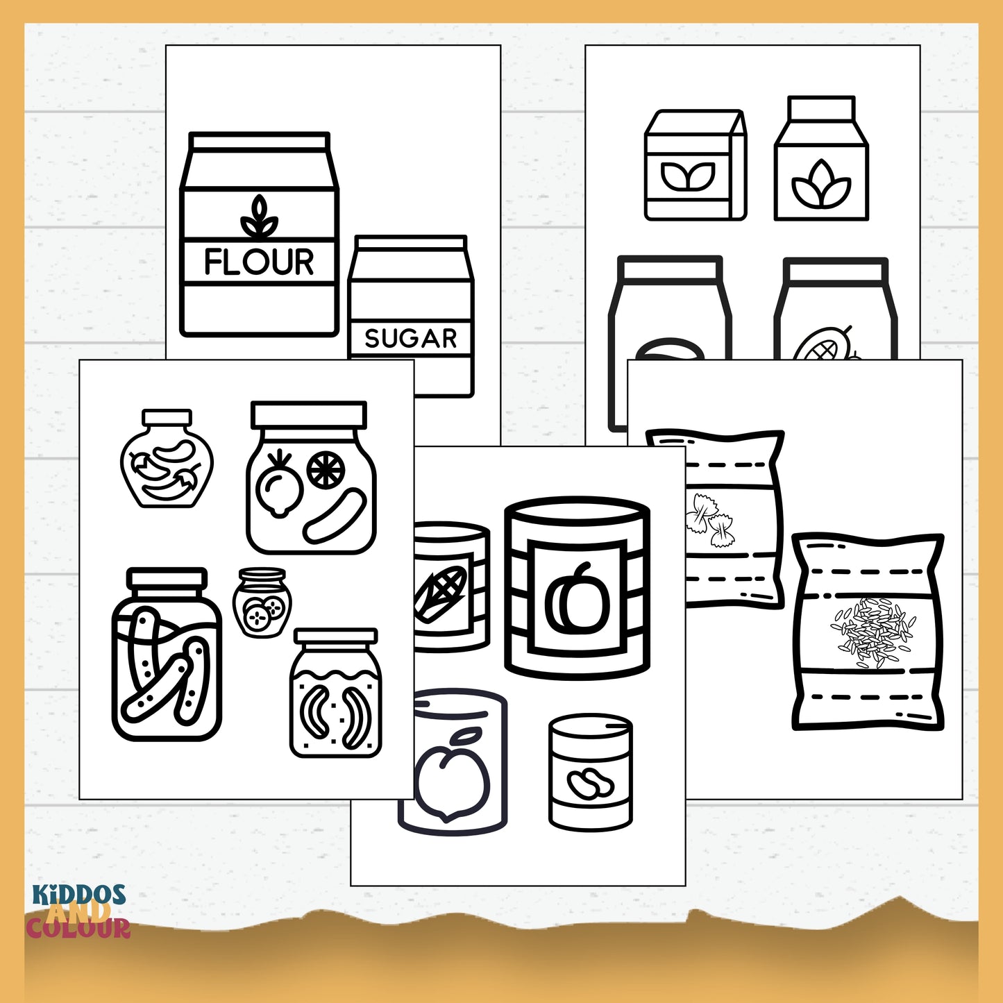 Supermarket Printable Colouring Sheets for Toddlers - Bold & Easy Preschool Activity Book
