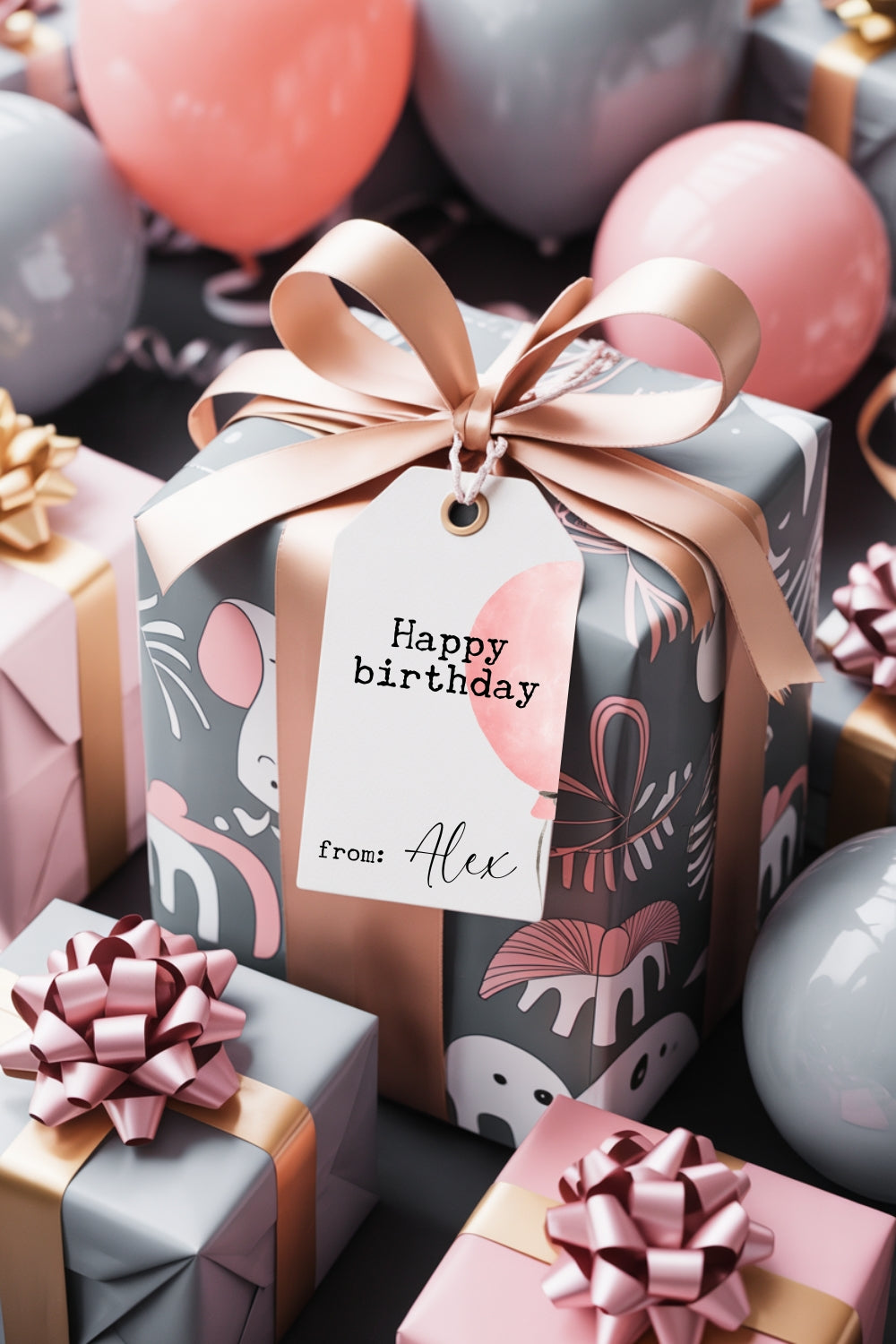 Printable Elephant Birthday Card & Gift Tags | Instant Download Digital
