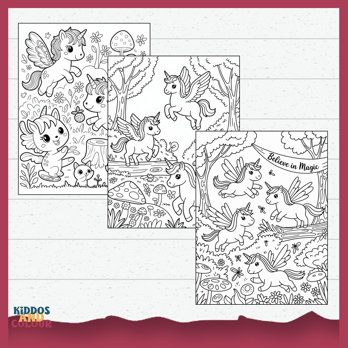 Magical Unicorn Adventure – 35 Unicorn Colouring Pages for Kids | Printable Fantasy Colouring Pages | Cute Unicorns, Creatures and Nature