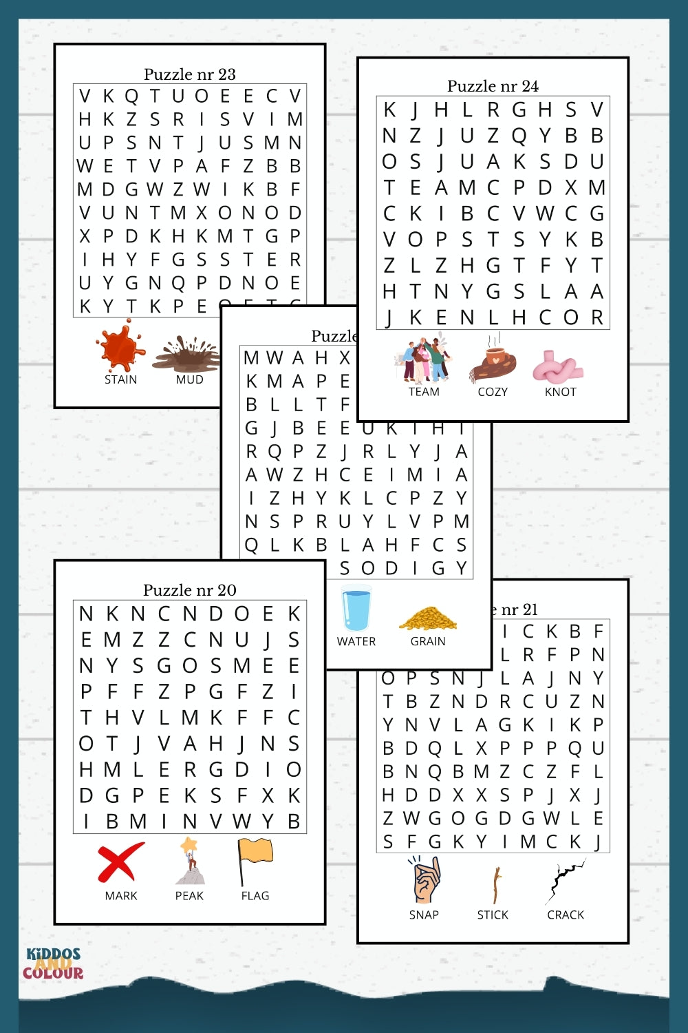 Camping Picture Word Search Puzzles for Kids - Printable Activity Book with Solutions