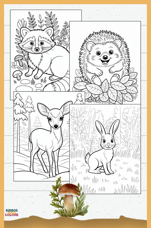 50 Woodland Animals Colouring Pages for Kids 4-12 – Printable – Deer, Fox, Owl, Squirrel, Nature Activity – Instant Download