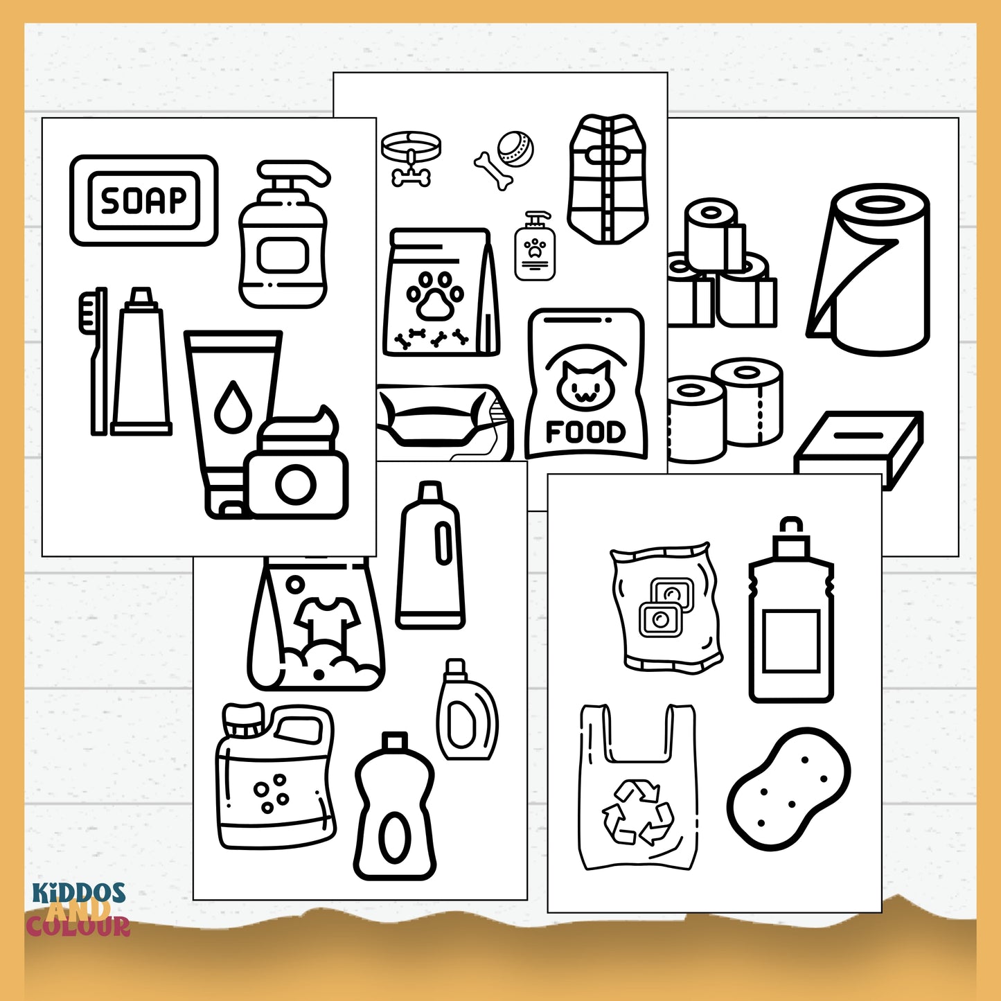 Supermarket Printable Colouring Sheets for Toddlers - Bold & Easy Preschool Activity Book