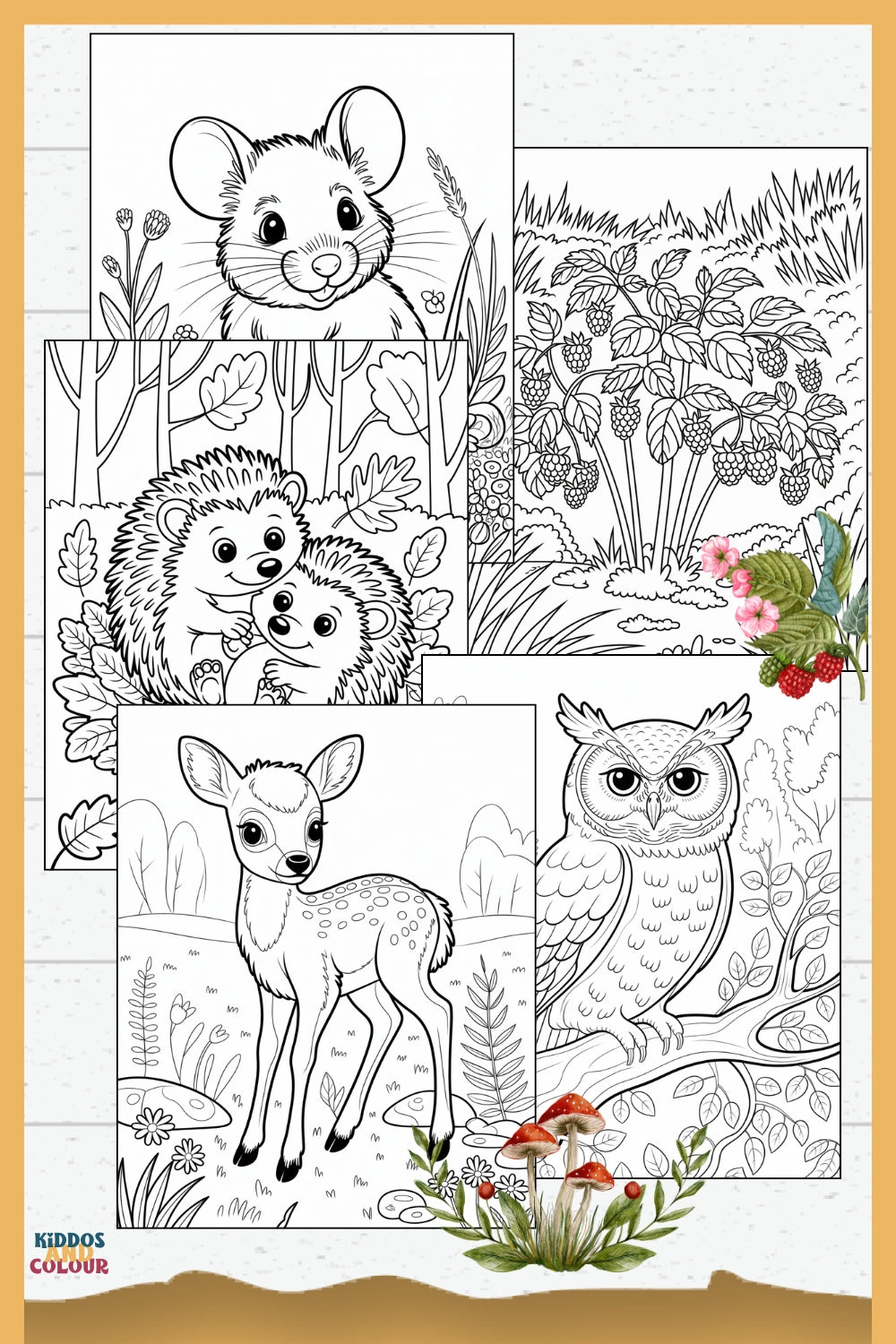 50 Woodland Animals Colouring Pages for Kids 4-12 – Printable – Deer, Fox, Owl, Squirrel, Nature Activity – Instant Download