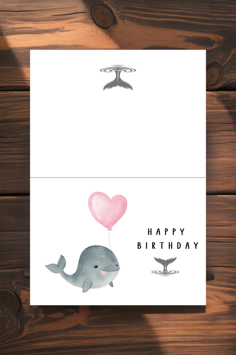 Printable Whale Birthday Card & Gift Tags | Instant Download
