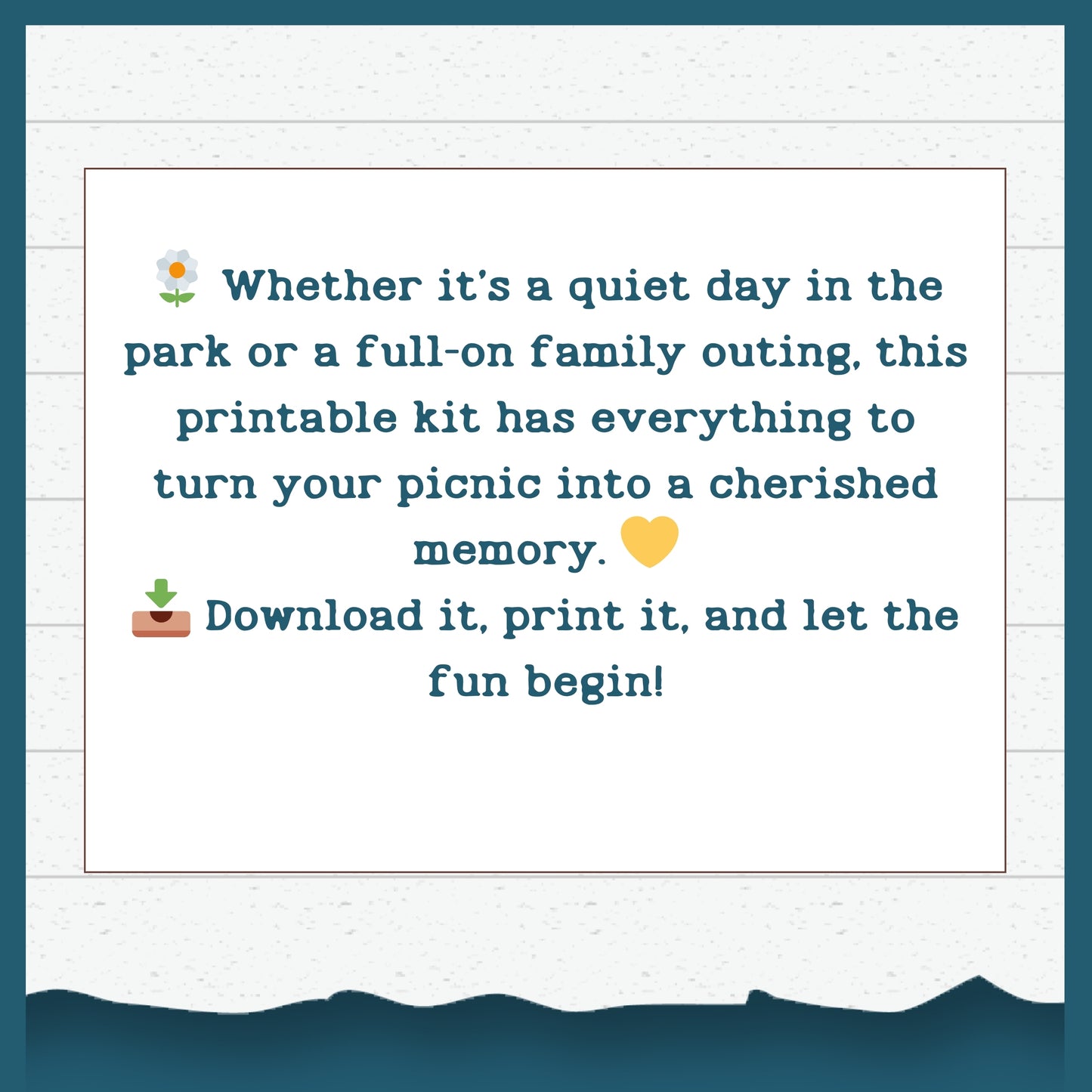 Picnic Planner Printable Kit | Family Picnic Packing List, Menu, Invitations & Outdoor Activity Guide