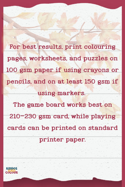 Autumn Activity Book for Kids: Fall Printable Workbook (Instant Download)