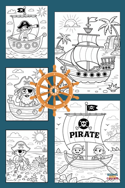 25 Pirate Adventure Colouring Pages: Kids Printable Activity Book (PDF Download)
