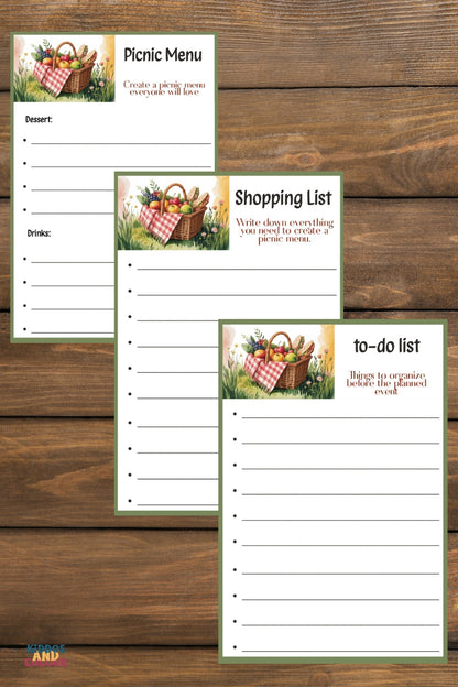 Picnic Planner Printable Kit | Family Picnic Packing List, Menu, Invitations & Outdoor Activity Guide