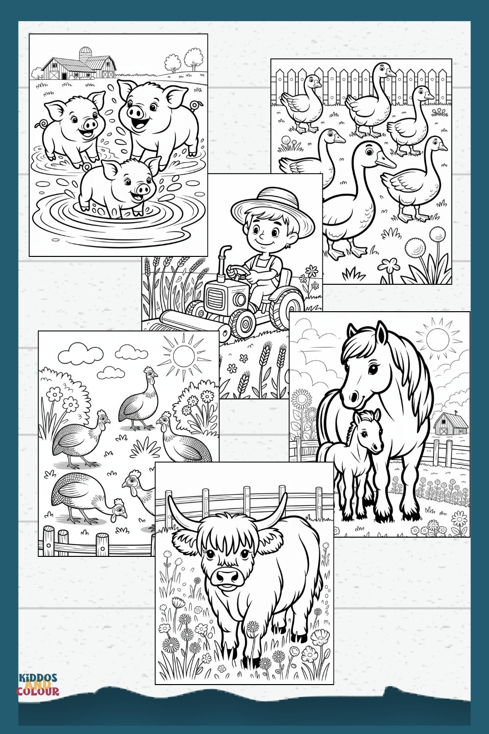 80 Farm Animals Colouring Pages for Kids 4 -12 – Printable Sheets Featuring Animals, Farm Life Scenes & Machinery | Instant Download