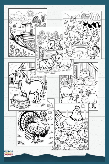 80 Farm Animals Colouring Pages for Kids 4 -12 – Printable Sheets Featuring Animals, Farm Life Scenes & Machinery | Instant Download