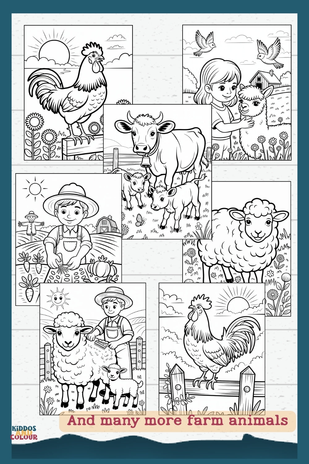 80 Farm Animals Colouring Pages for Kids 4 -12 – Printable Sheets Featuring Animals, Farm Life Scenes & Machinery | Instant Download