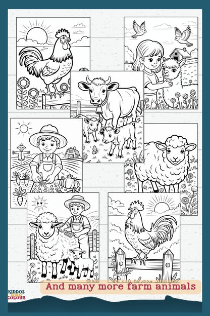 80 Farm Animals Colouring Pages for Kids 4 -12 – Printable Sheets Featuring Animals, Farm Life Scenes & Machinery | Instant Download