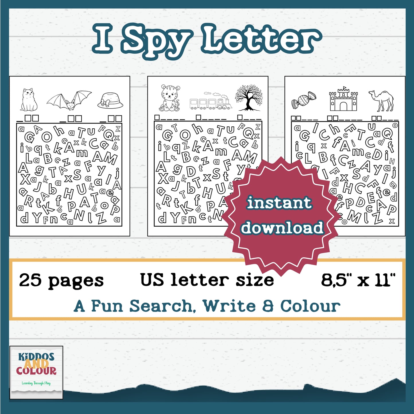 I Spy Letters Activity: Preschool Alphabet Game (Printable PDF) for Toddlers and Pre-schoolers