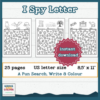 I Spy Letters Activity: Preschool Alphabet Game (Printable PDF) for Toddlers and Pre-schoolers