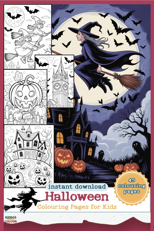 Halloween Colouring Pages for Kids: 45 Printable Spooky Sheets (Instant Download)
