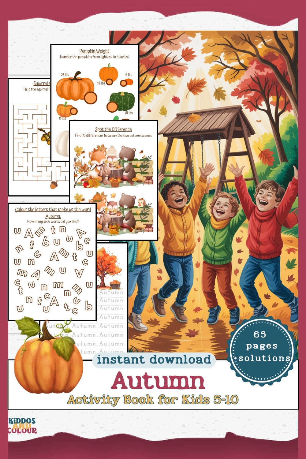 Autumn Activity Book for Kids: Fall Printable Workbook (Instant Download)