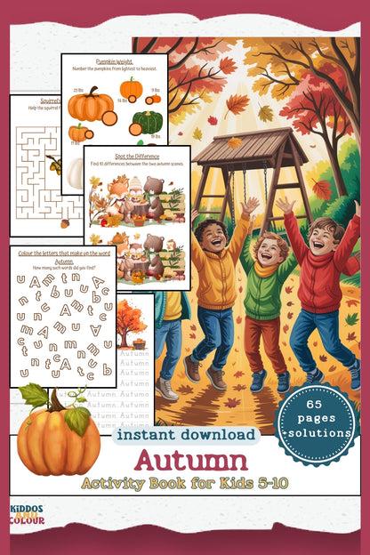 Autumn Activity Book for Kids: Fall Printable Workbook (Instant Download)