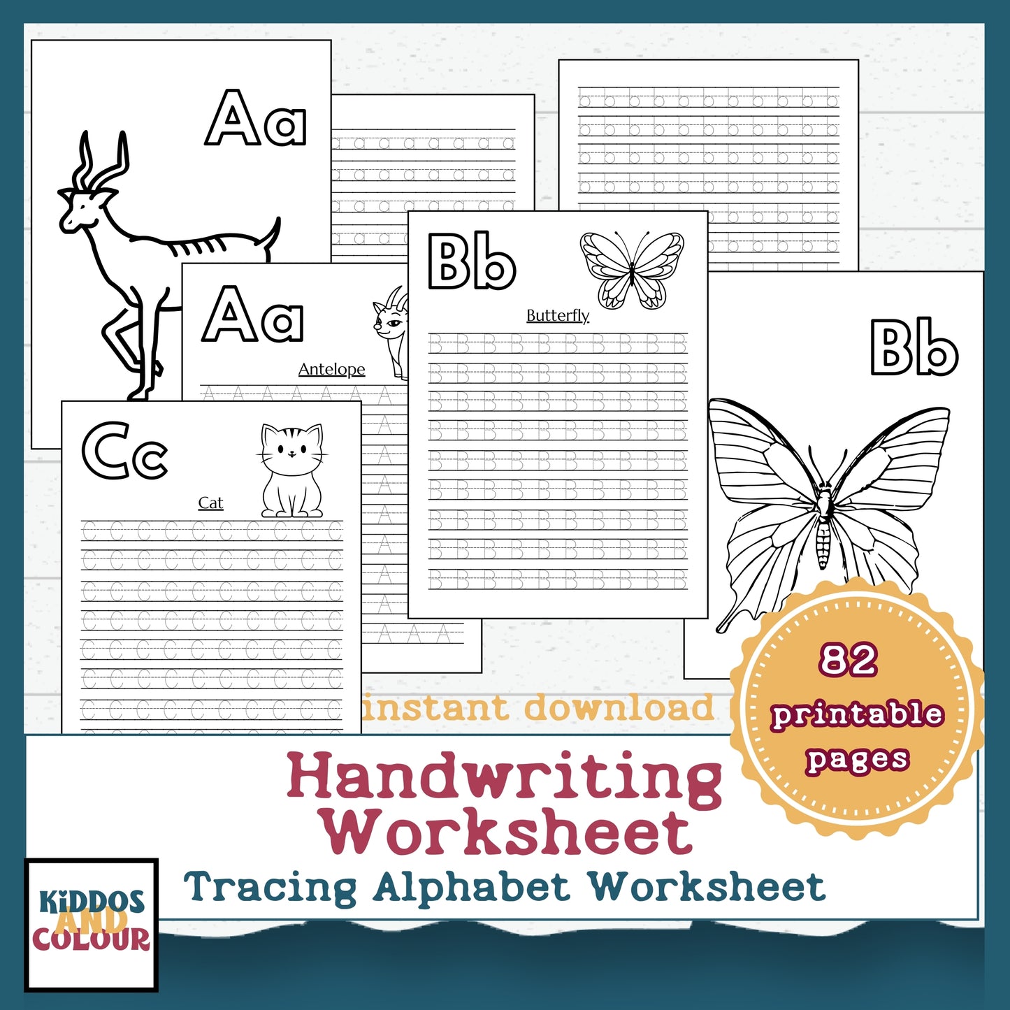 Alphabet Tracing Worksheets for Preschool | ABC Handwriting Practice Printable Activity Book