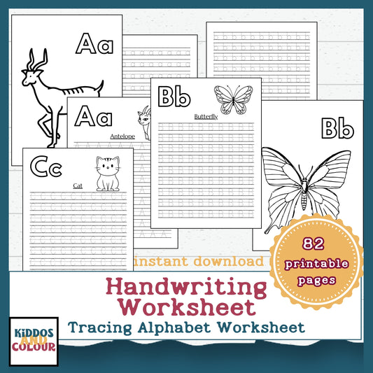 Alphabet Tracing Worksheets for Preschool | ABC Handwriting Practice Printable Activity Book