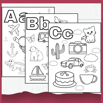 Alphabet Colouring Pages for Toddlers, Pre-schoolers Learning Activity Pages