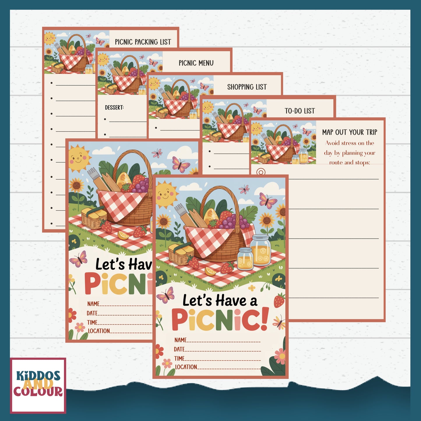 Picnic Planner Printable Kit | Family Picnic Packing List, Menu, Invitations & Outdoor Activity Guide