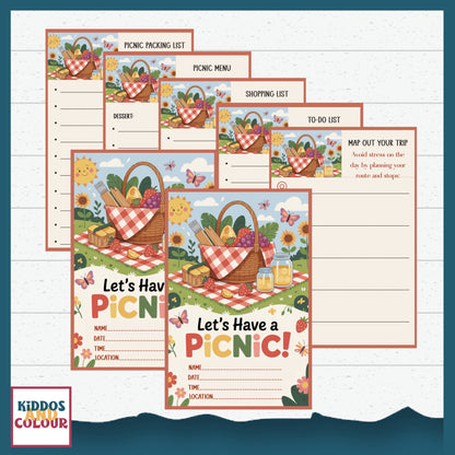 Picnic Planner Printable Kit | Family Picnic Packing List, Menu, Invitations & Outdoor Activity Guide