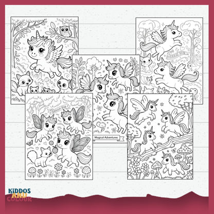 Magical Unicorn Adventure – 35 Unicorn Colouring Pages for Kids | Printable Fantasy Colouring Pages | Cute Unicorns, Creatures and Nature