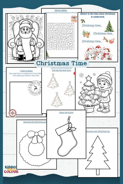 Winter Activity Book for Kids, Printable Christmas Worksheets, Colouring Pages, Puzzles, Mazes and more!