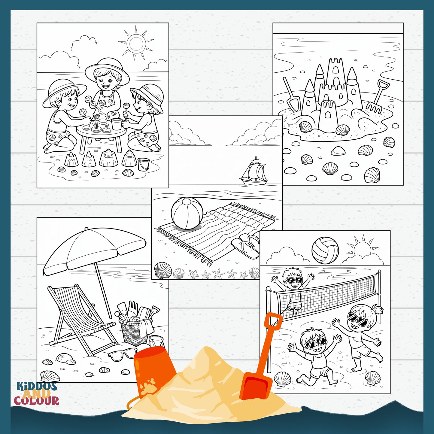 30 Summer Colouring Book for Kids | Beach, Water, Sand, Family Activities, Summer Holiday | Instant Download