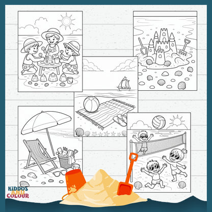 30 Summer Colouring Book for Kids | Beach, Water, Sand, Family Activities, Summer Holiday | Instant Download