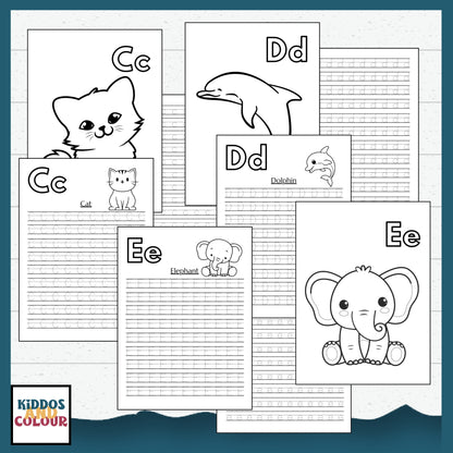 Alphabet Tracing Worksheets for Preschool | ABC Handwriting Practice Printable Activity Book