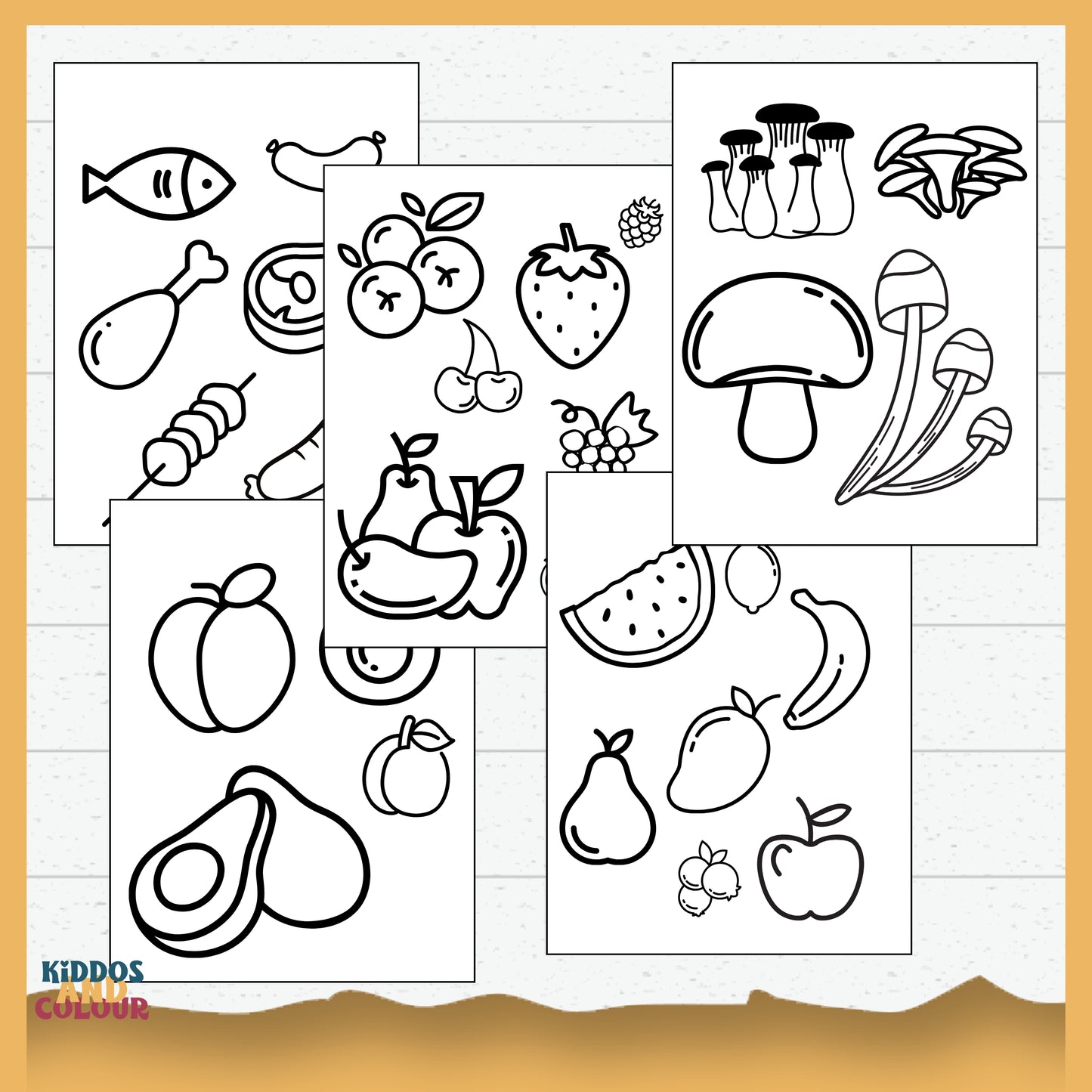 Supermarket Printable Colouring Sheets for Toddlers - Bold & Easy Preschool Activity Book