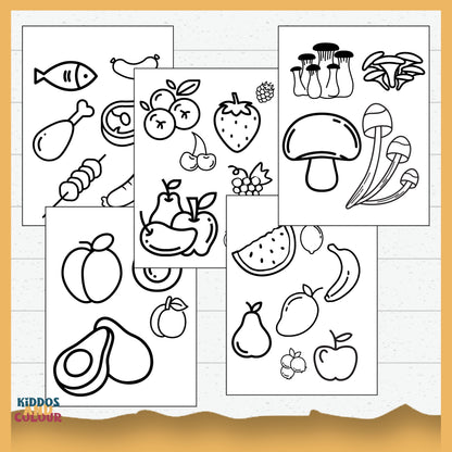Supermarket Printable Colouring Sheets for Toddlers - Bold & Easy Preschool Activity Book