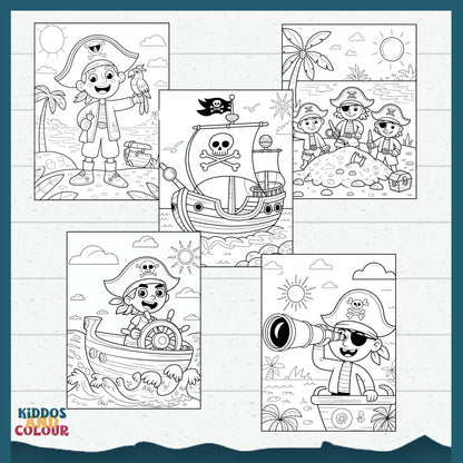 Pirate Adventure Colouring Pages: Kids Printable Activity Book (PDF Download)