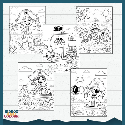 Pirate Adventure Colouring Pages: Kids Printable Activity Book (PDF Download)