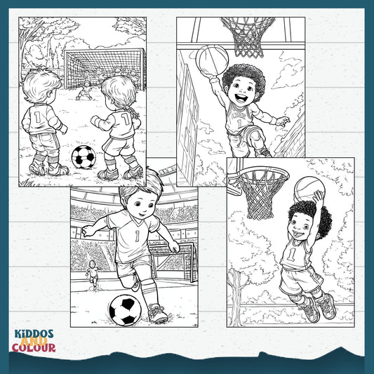 55 Sports & Games Colouring Book for Kids and Teens | Printable Activity | High-Detail Digital Download