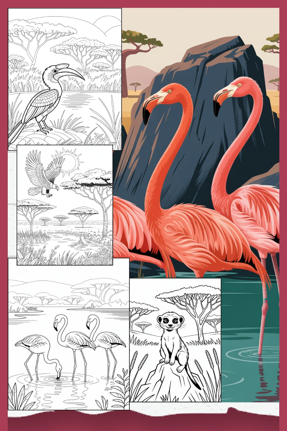 60 Safari Animals Colouring Pages for Kids – Printable Colouring Book for Ages 4–12 |  Savanna Wildlife Instant Download PDF